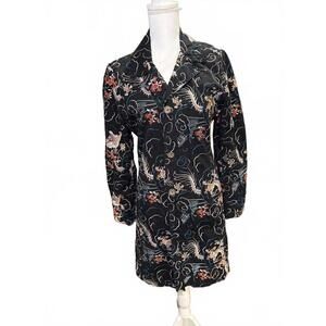 Johnny Was Dragon and Floral Embroidered Cotton Women's Coat, Medium